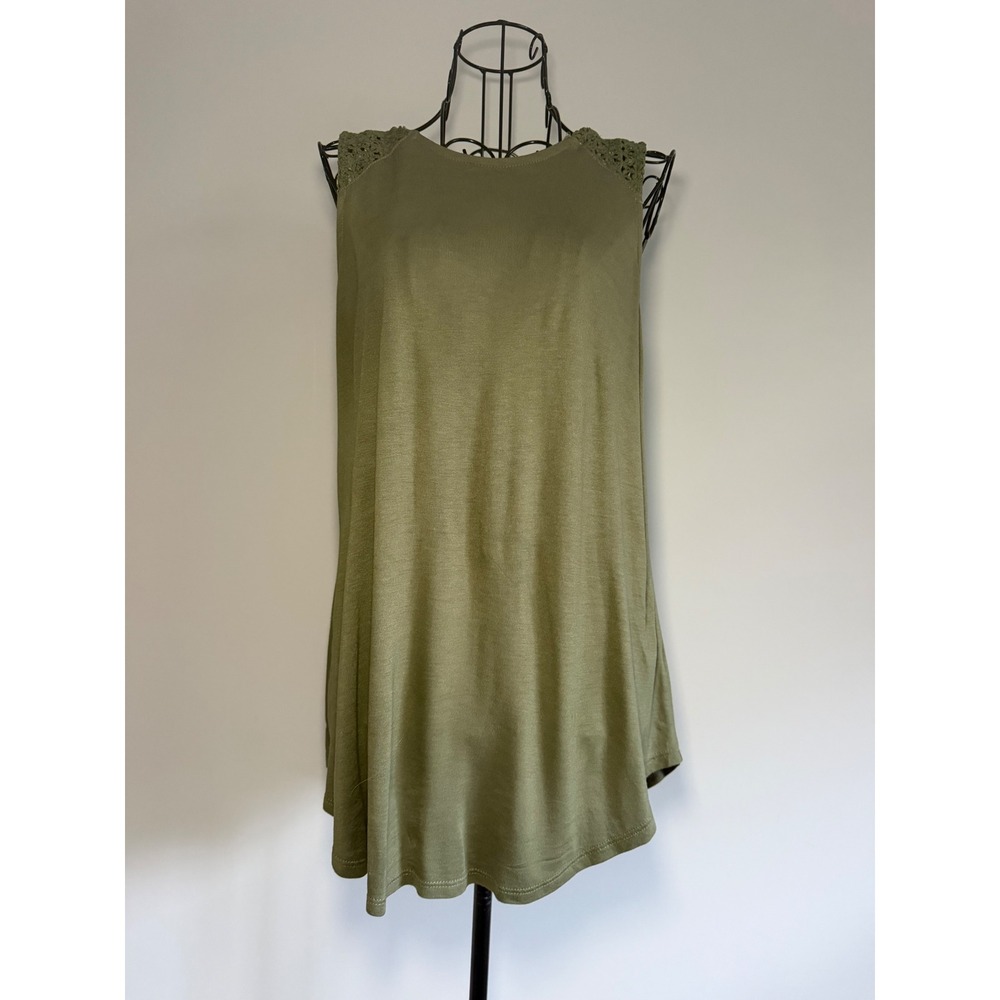 Old Navy Olive Green Crochet Lace‎ Back Sleeveless Tunic Tank Top Small
